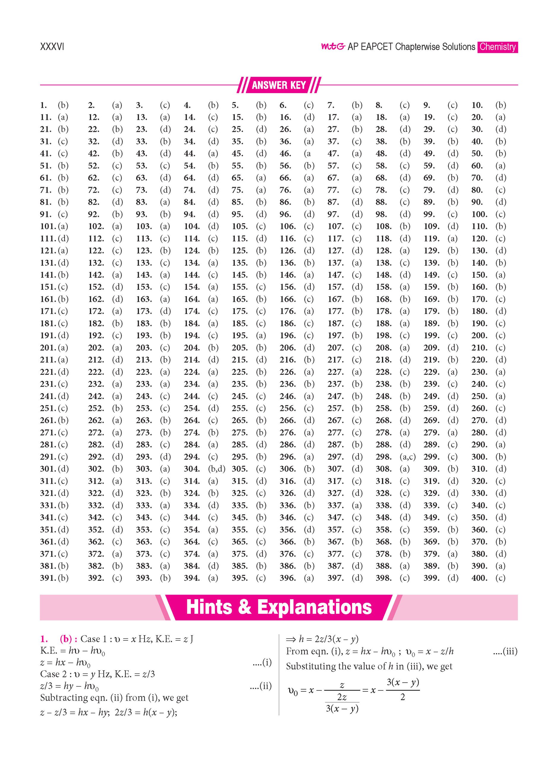 AP EAPCET Chemistry Solved Paper 2025_Answers