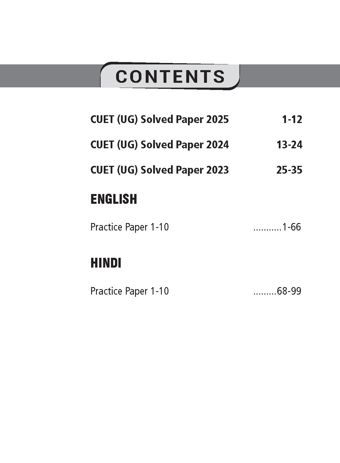 CUET (UG) 10 Practice Papers English and Hindi Language_Page_1_CONTENTS