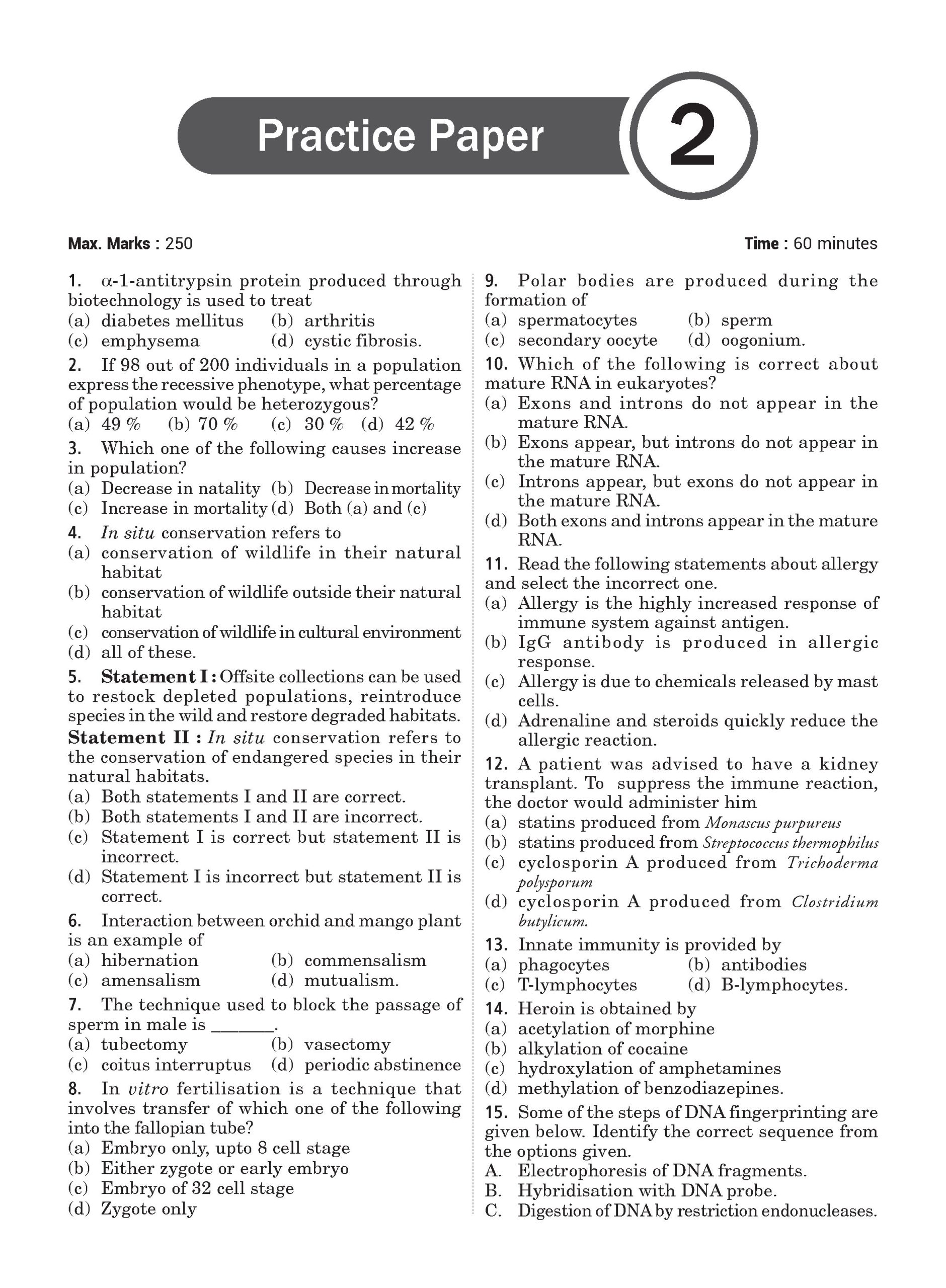 CUET (UG) Question Bank Biology_MTP 2