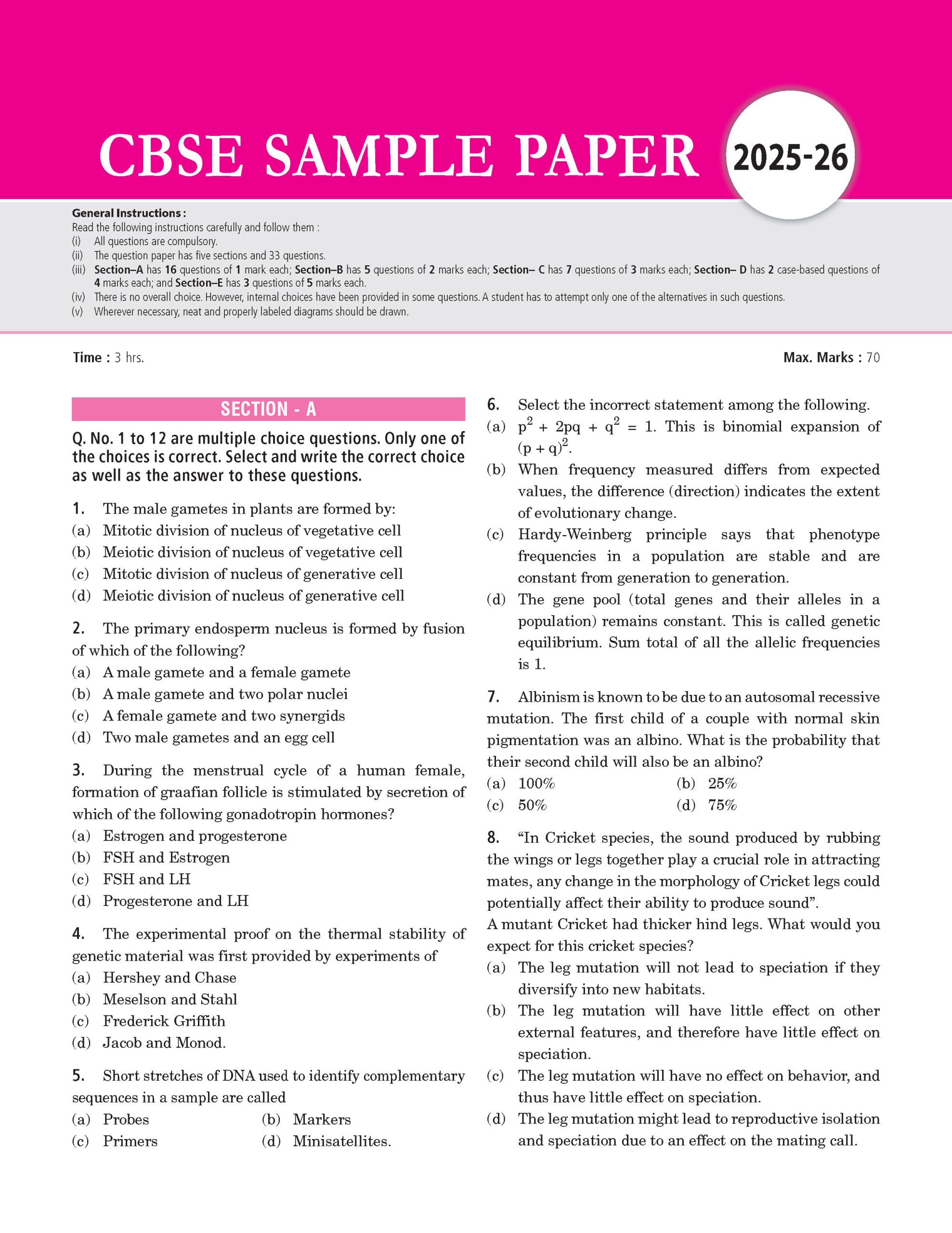 100 Percent NCERT and CBSE Biology Class 12 For 2026-27 Exam