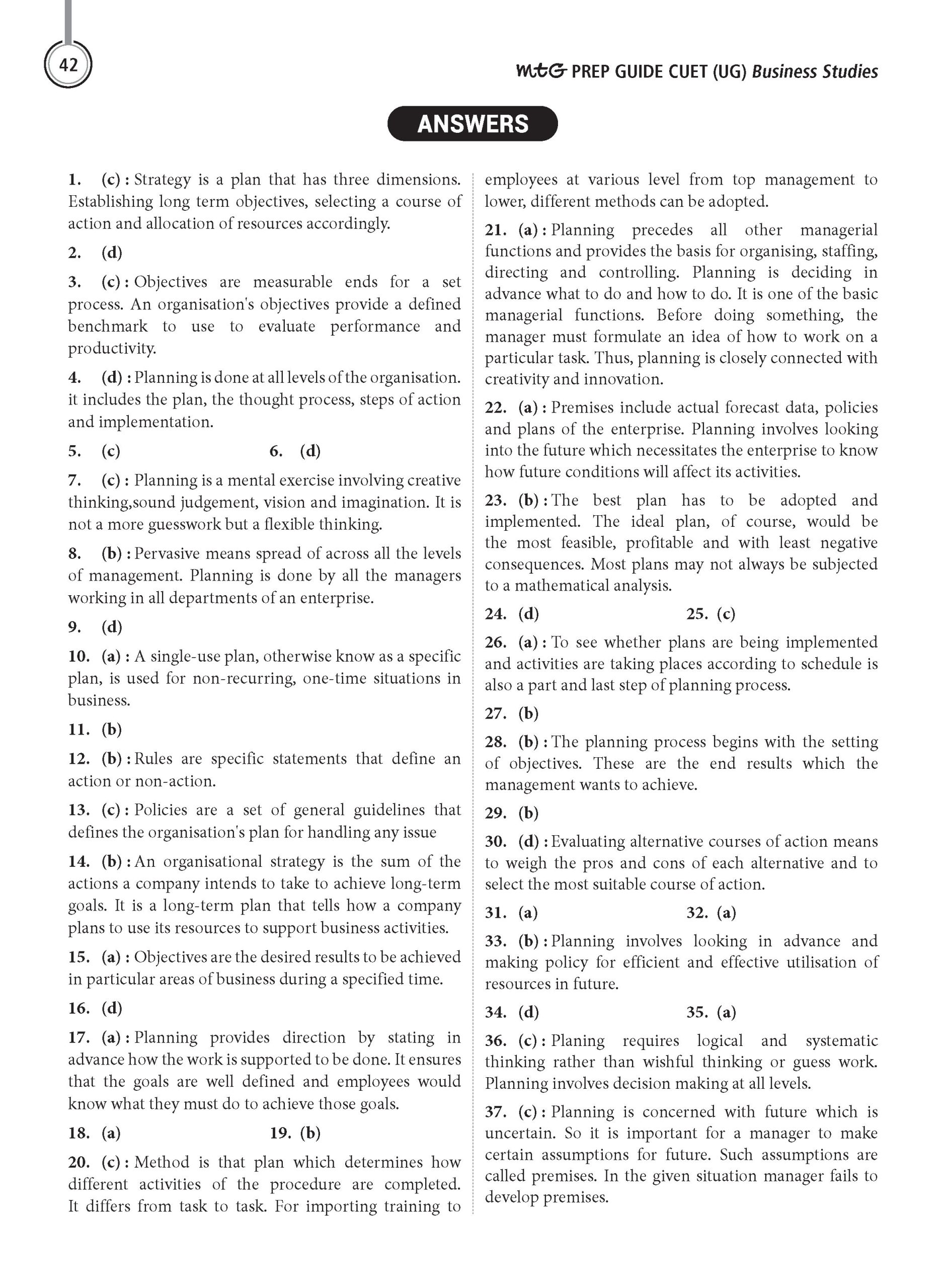 NTA CUET (UG) Chapter wise Question Bank Business Studies