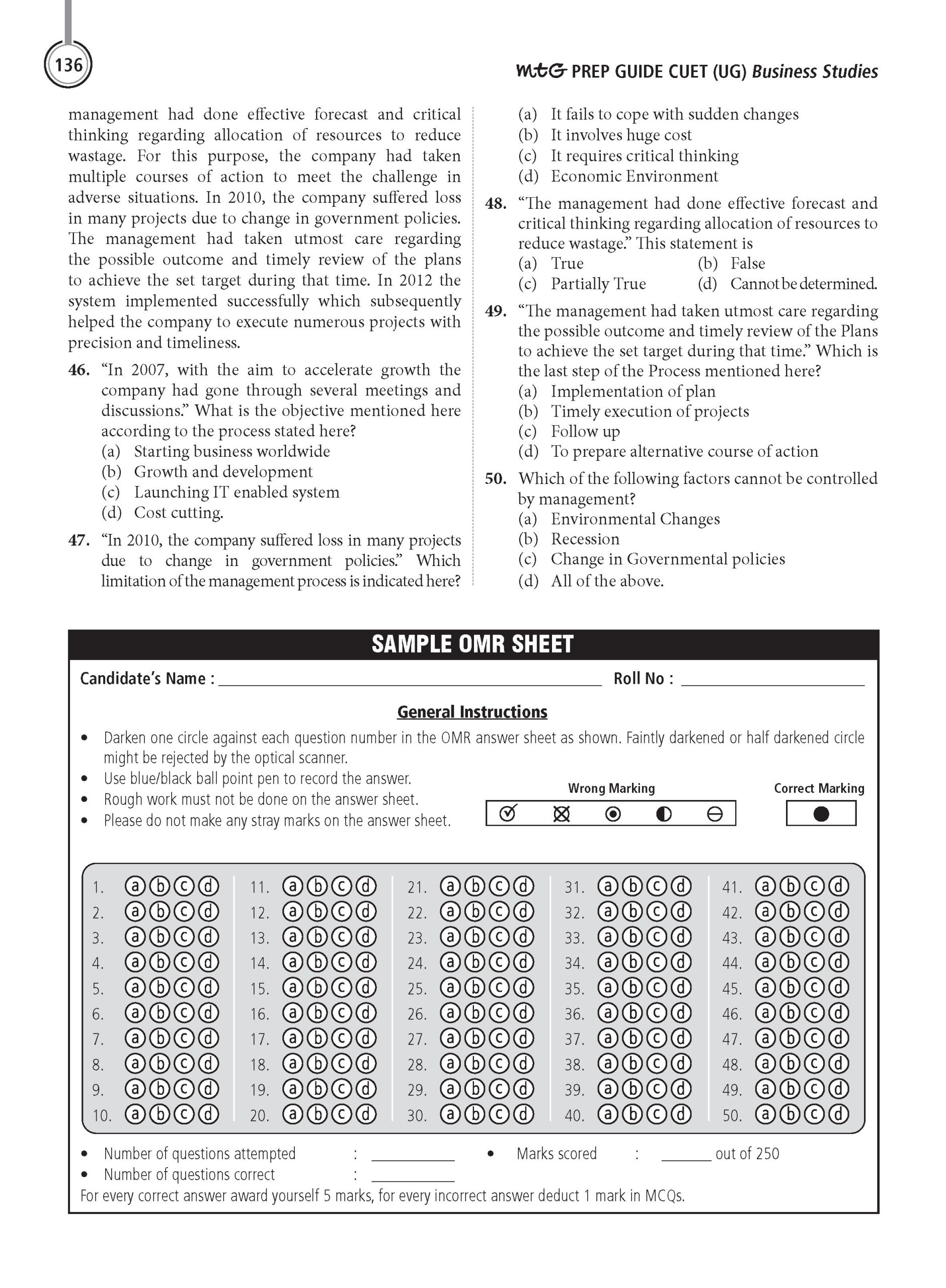 NTA CUET (UG) Chapter wise Question Bank Business Studies