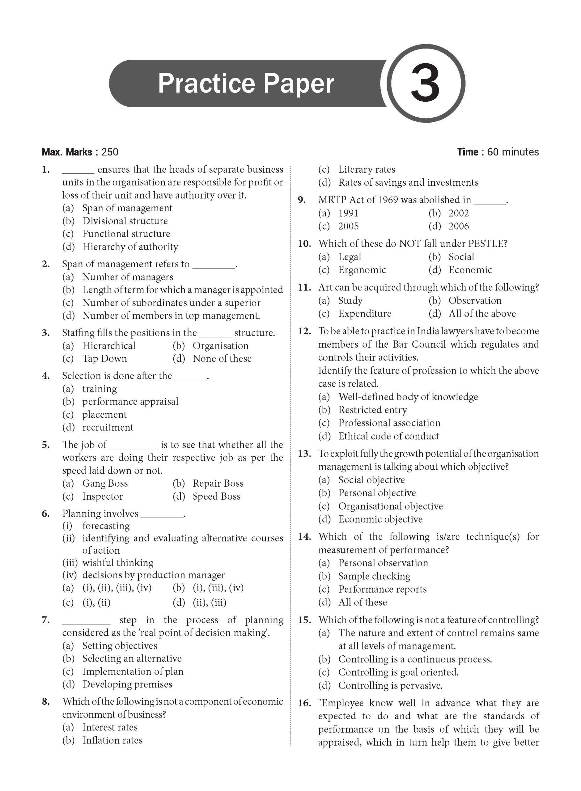 NTA CUET (UG) Chapter wise Question Bank Business Studies