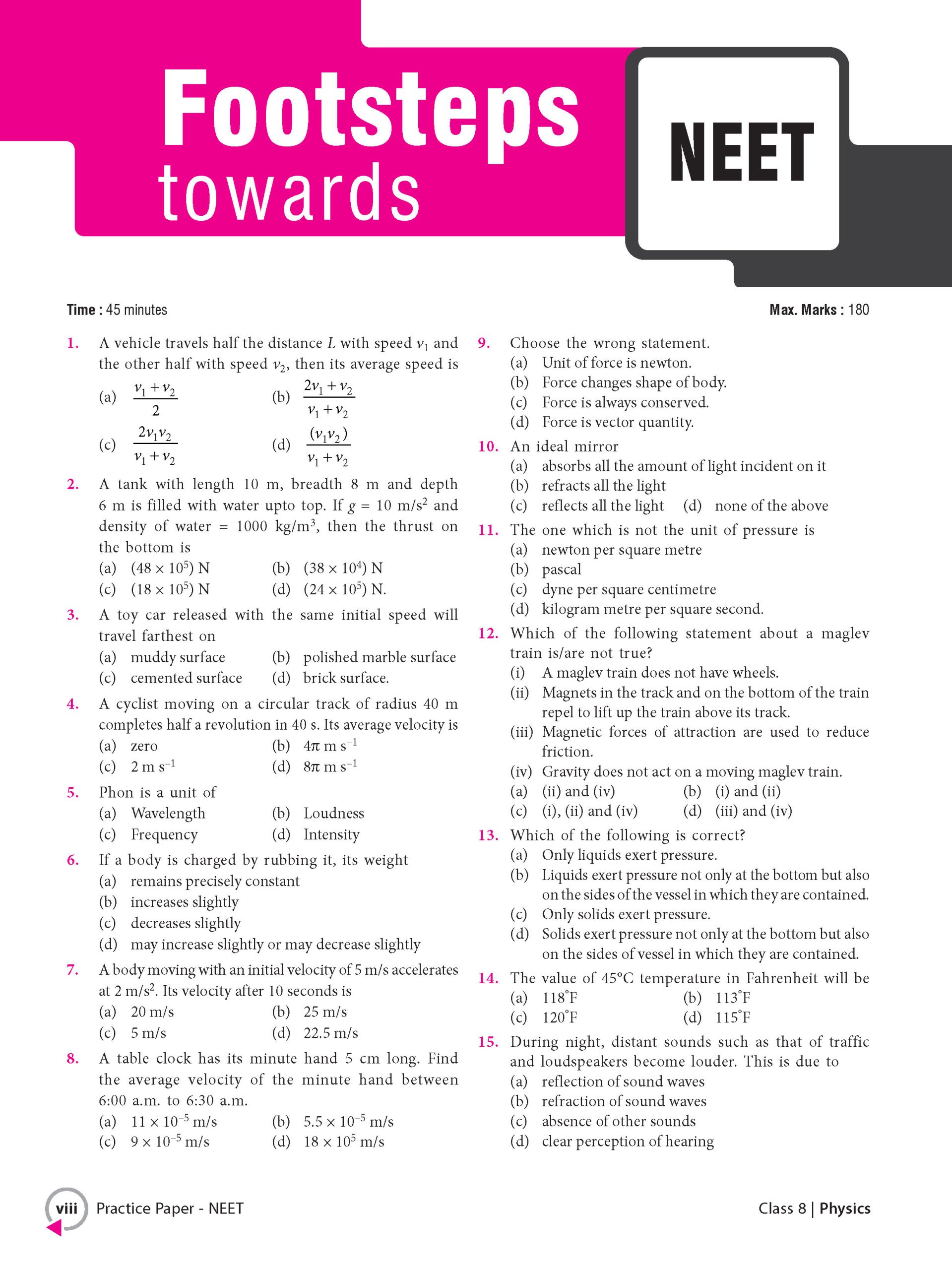 Foundation Course Class 8 Physics For NEET, IIT-JEE, CUET and Boards Exams (Edition 2026-2027)