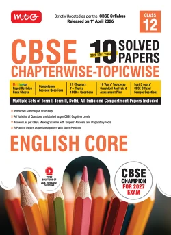 CBSE 10 Years (2026-2017) Chapterwise Topicwise Solved Papers Class 12 English Core Book - CBSE Champion For 2027 Exam | Video Solution of PYQs (Based on Latest Pattern)