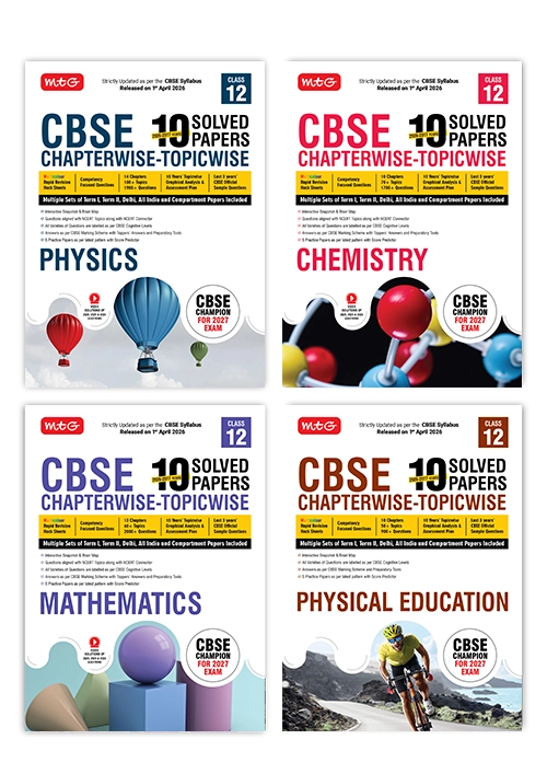 CBSE 10 Years (2026-2017) Chapterwise Topicwise Solved Papers Class 12 Physics, Chemistry, Mathematics and Physical Education (Set of 4 Books) - CBSE Champion For 2027 Exam | Video Solution of PYQs