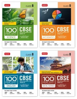 100 Percent For Class 8 CBSE Board Exam 2026-27 Science, Mathematics, English and Social Science Part-1 Combo