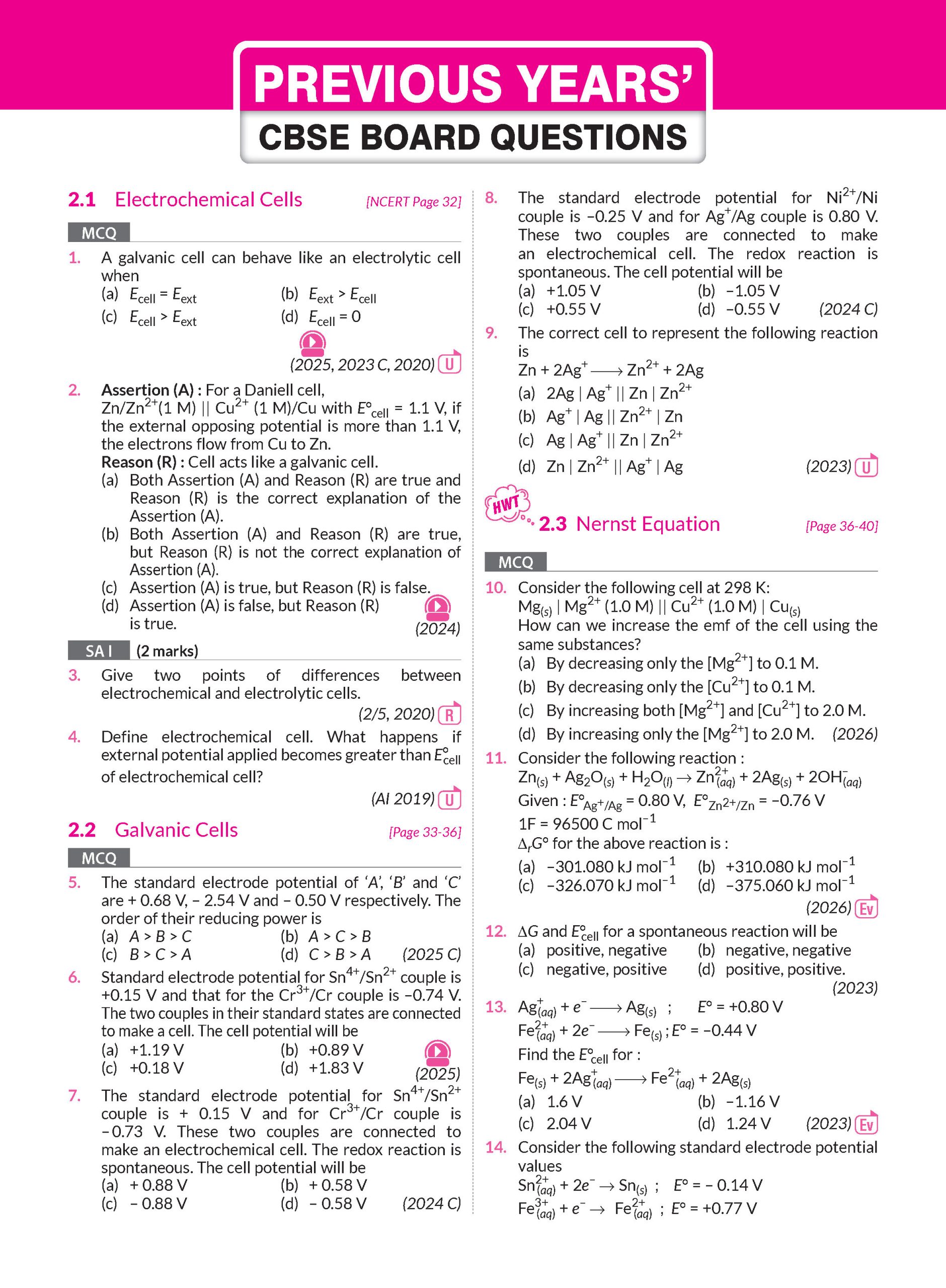 CBSE 10 Years (2026-2017) Chapterwise Topicwise Solved Papers Class 12 Chemistry Book - CBSE Champion For 2027 Exam | Video Solution of PYQs (Based on Latest Pattern)