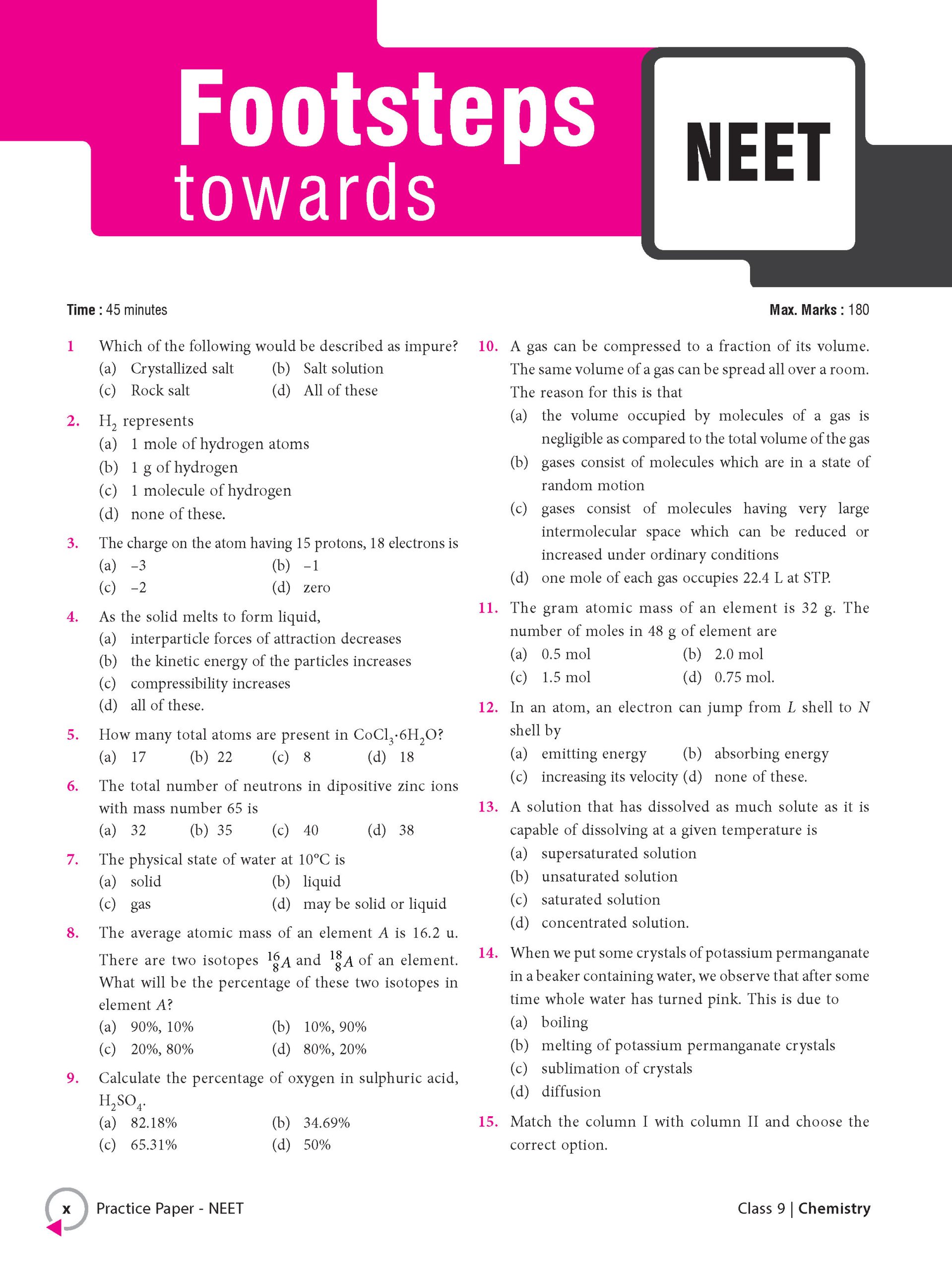 Foundation Course Class 9 Chemistry For NEET, IIT-JEE, CUET and Boards Exams Based on New NCERT Syllabus and Pattern 2026-2027