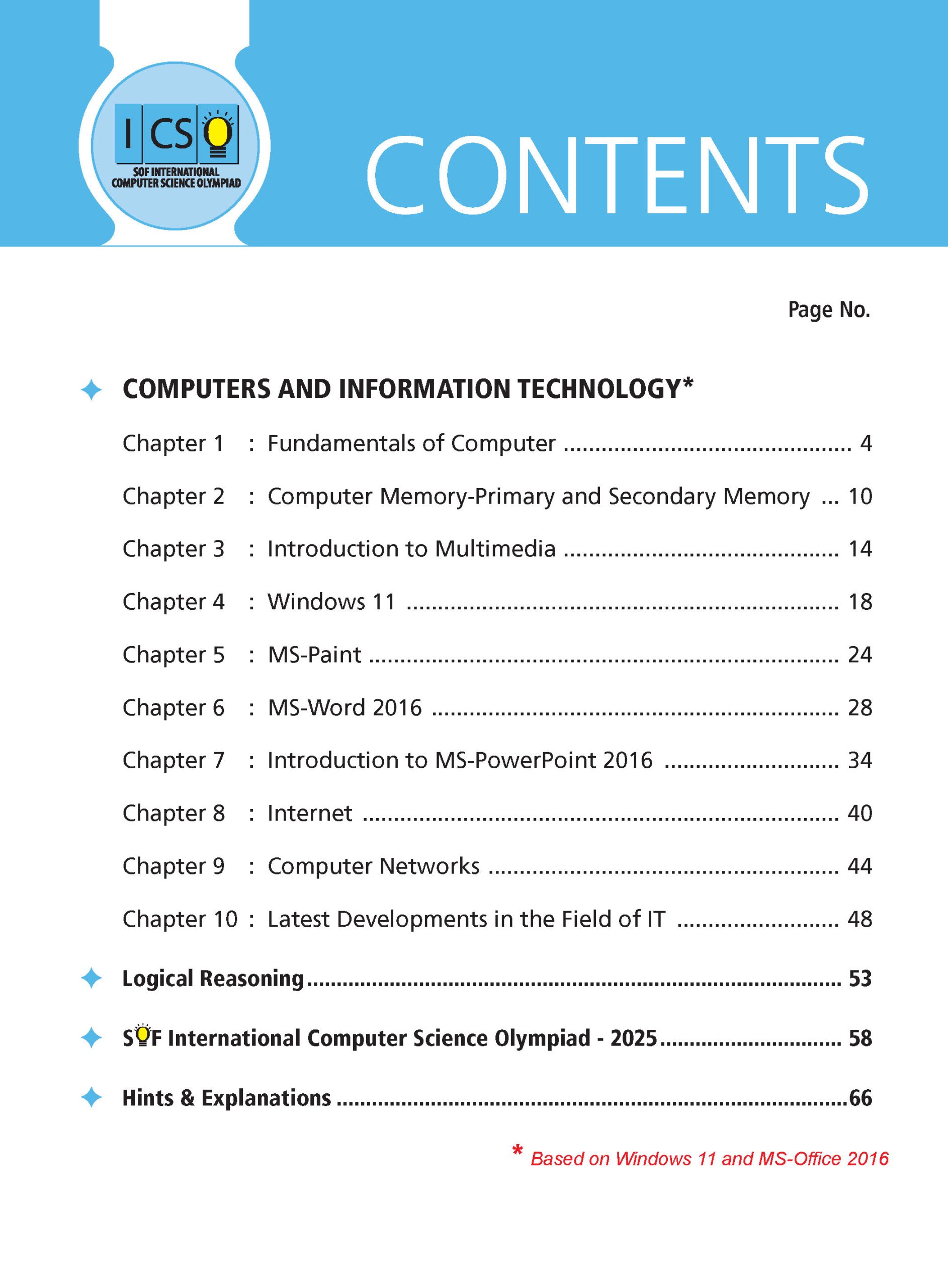 Class 5 International Computer Science Olympiad (ICSO) Workbook for 2026-27 Exam