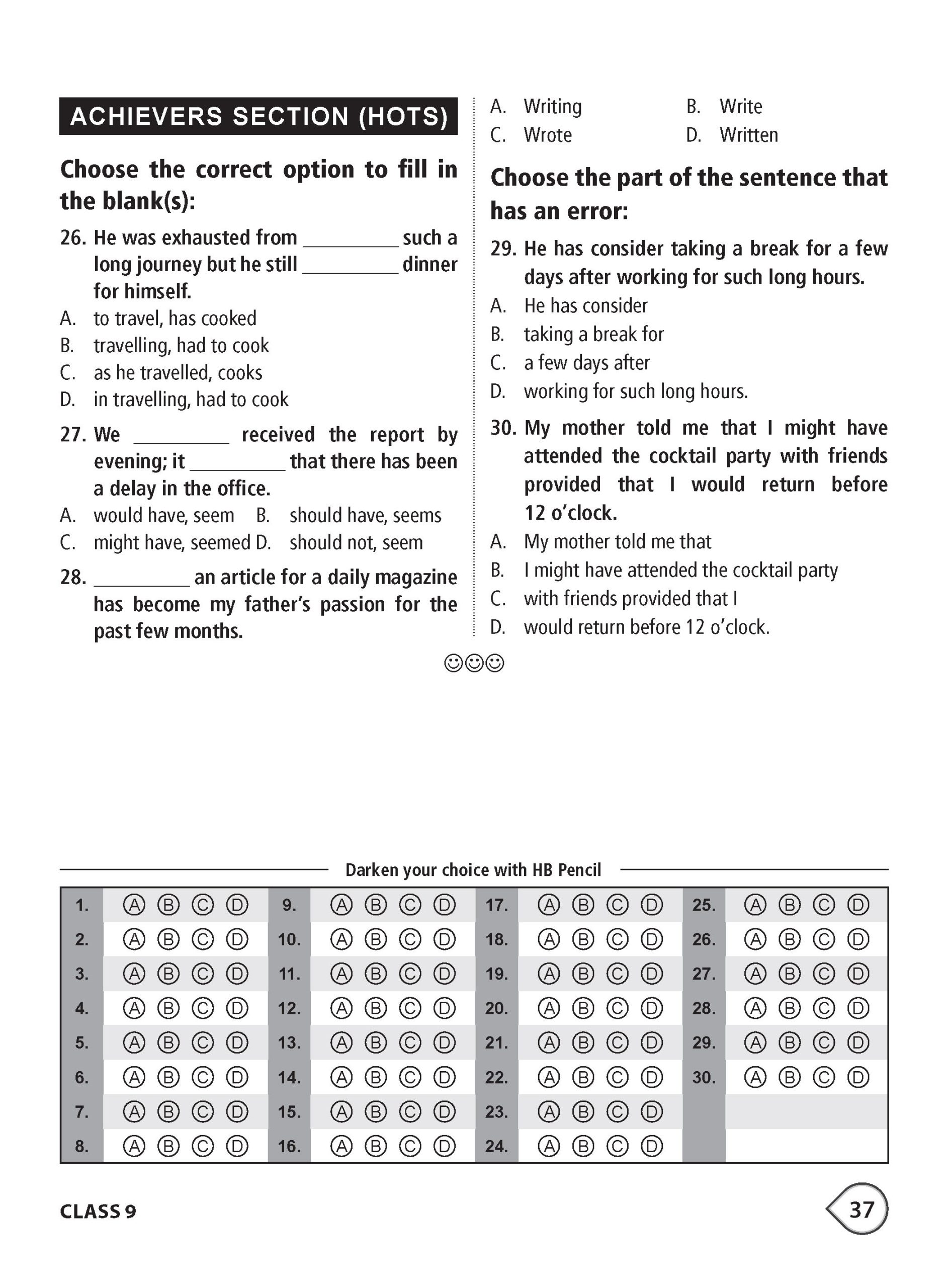 Class 9 International English Olympiad (IEO) Workbook For 2026-27 Exam