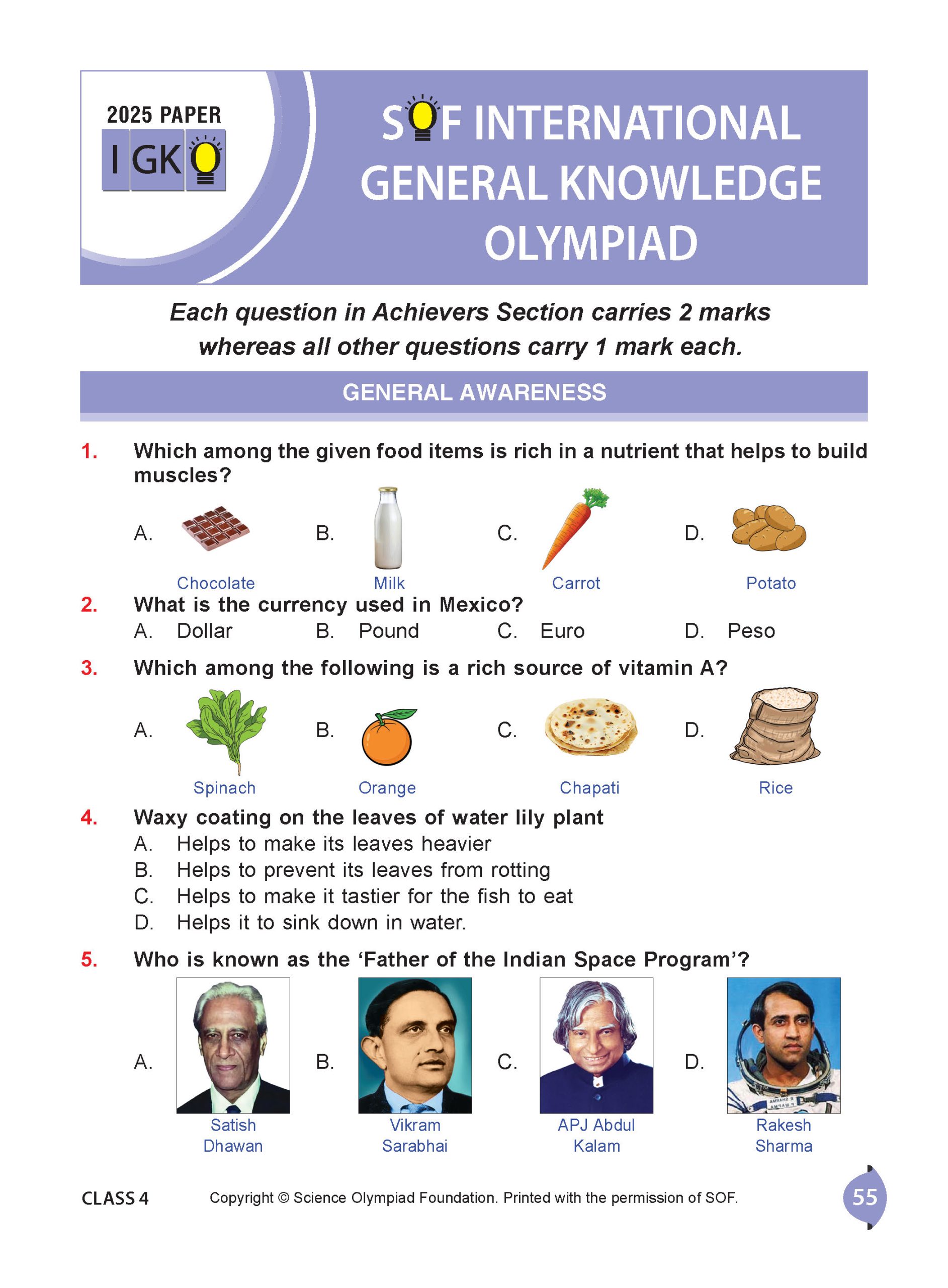 Class 4 International General Knowledge Olympiad (IGKO) Workbook for 2026-27 Exam