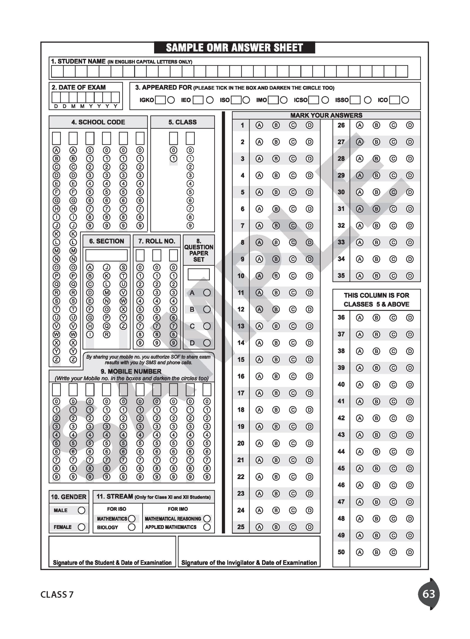 Class 7 International General Knowledge Olympiad (IGKO) Workbook for 2026-27 Exam