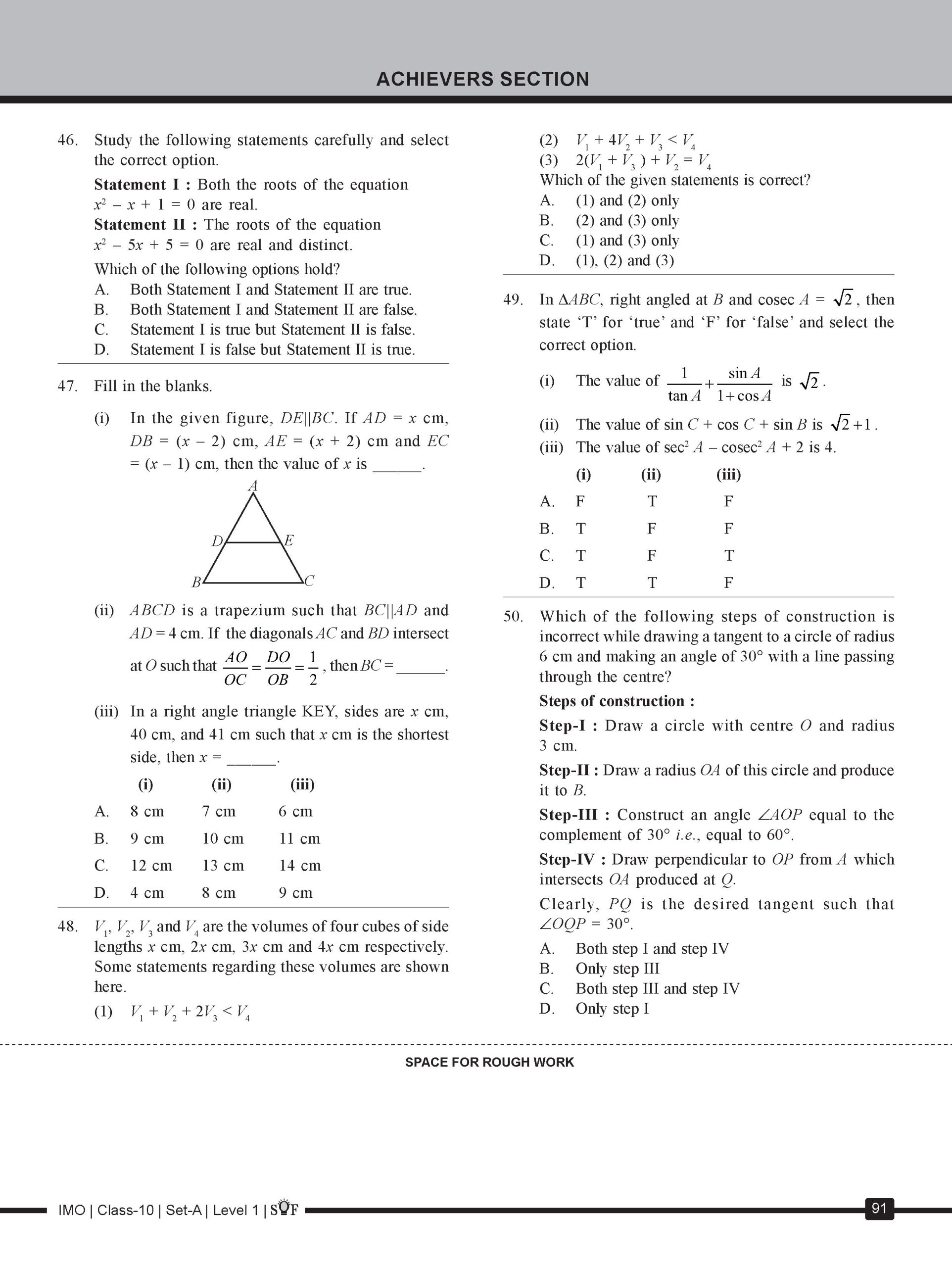 IMO Class-10 Olympiad 10 Previous Years Papers (2025-2021 Set A and B) Mathematics with Sample OMR Sheet For 2026-27 Exam