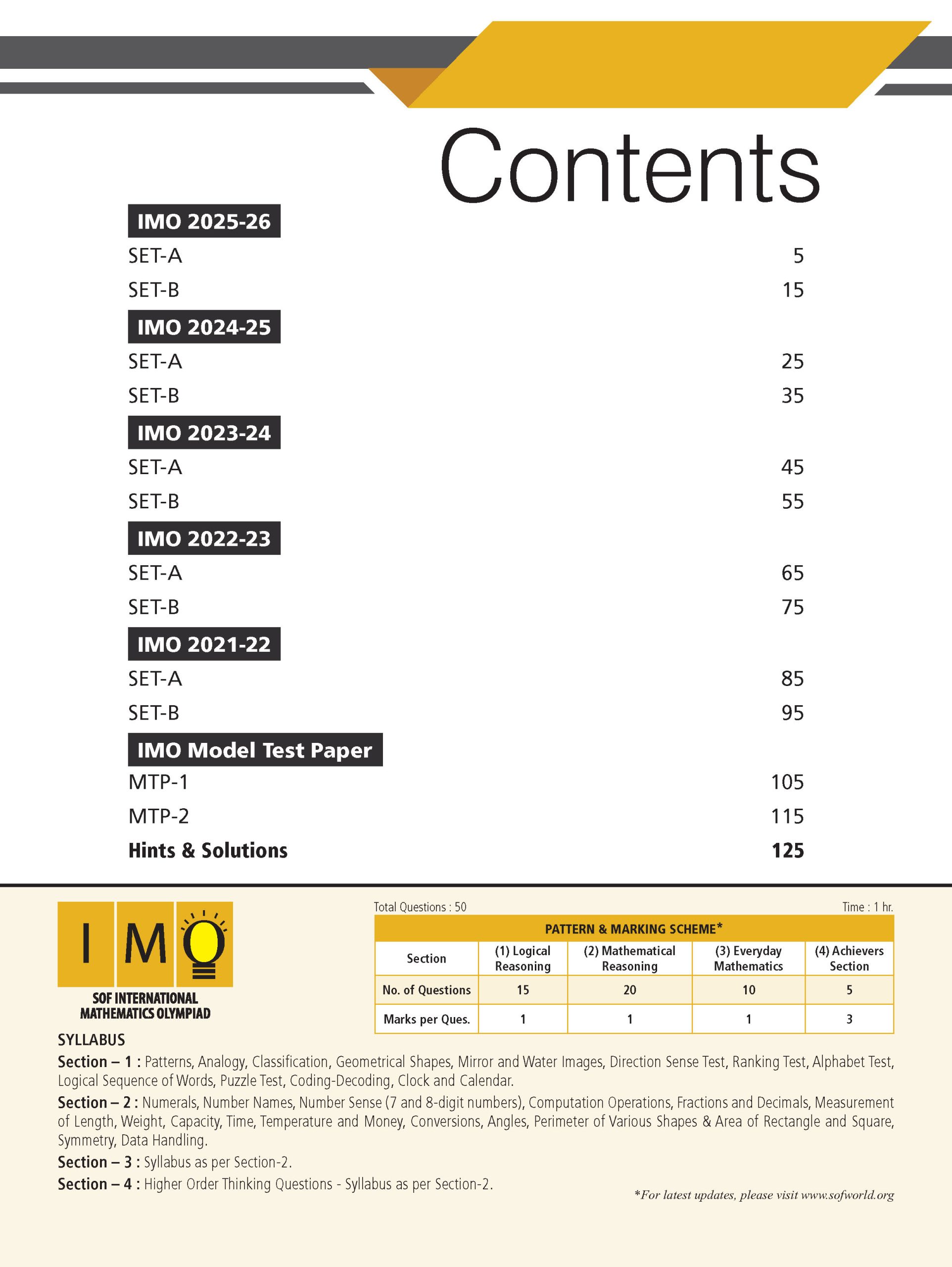 IMO Class-5 Olympiad 10 Previous Years Papers (2025-2021 Set A and B) Mathematics with Sample OMR Sheet For 2026-27 Exam