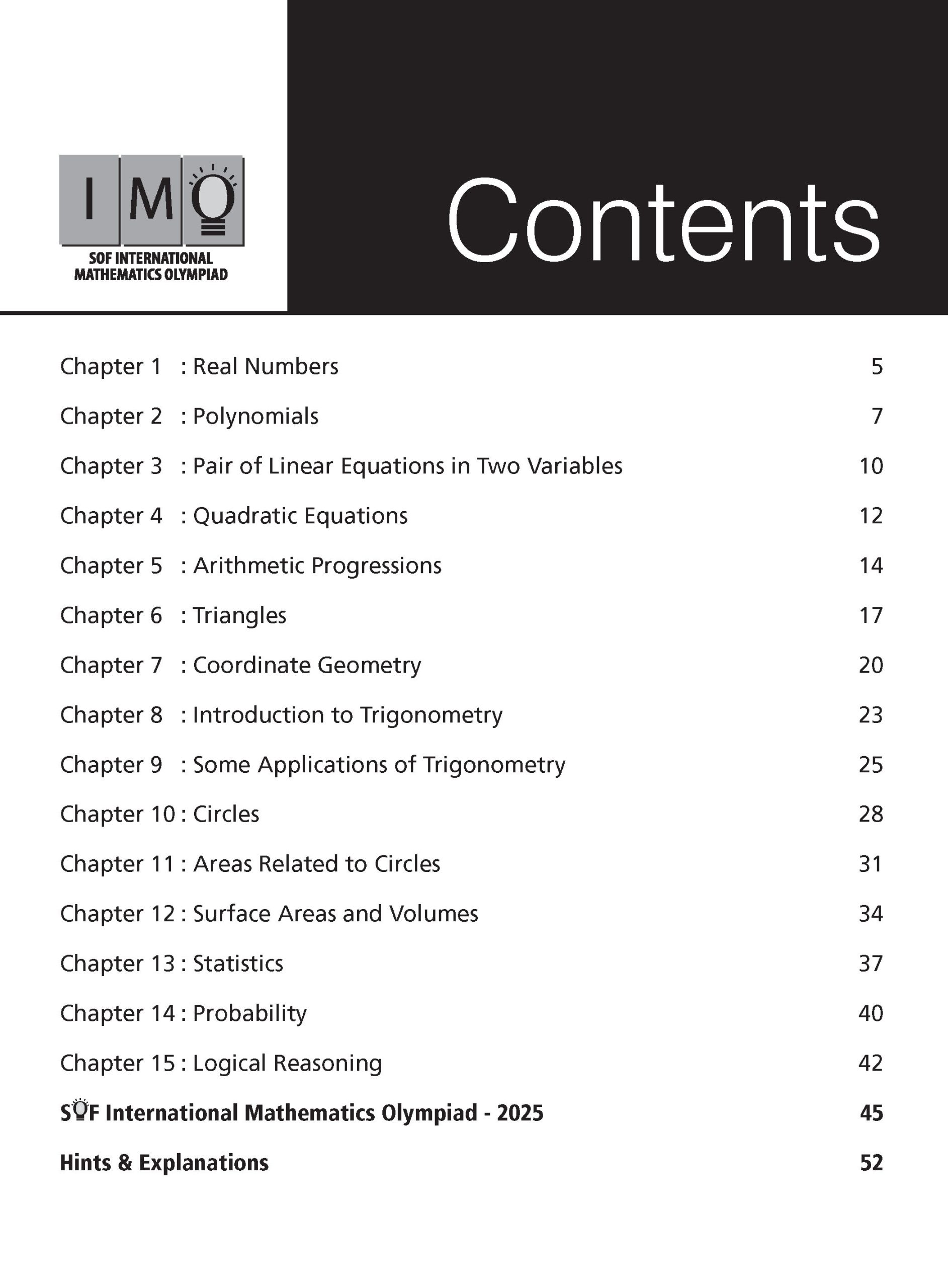 Class 10 International Mathematics Olympiad (IMO) Workbook for 2026-27 Exam