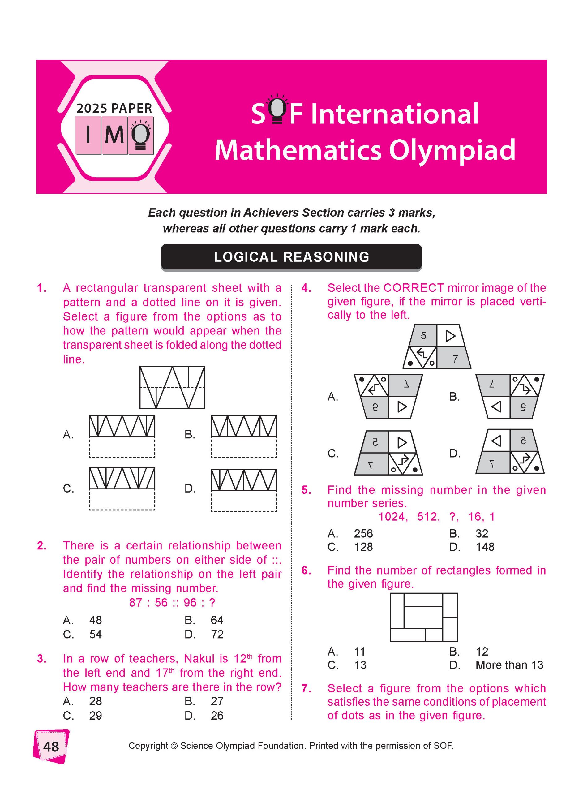 Class 6 International Mathematics Olympiad (IMO) Workbook for 2026-27 Exam
