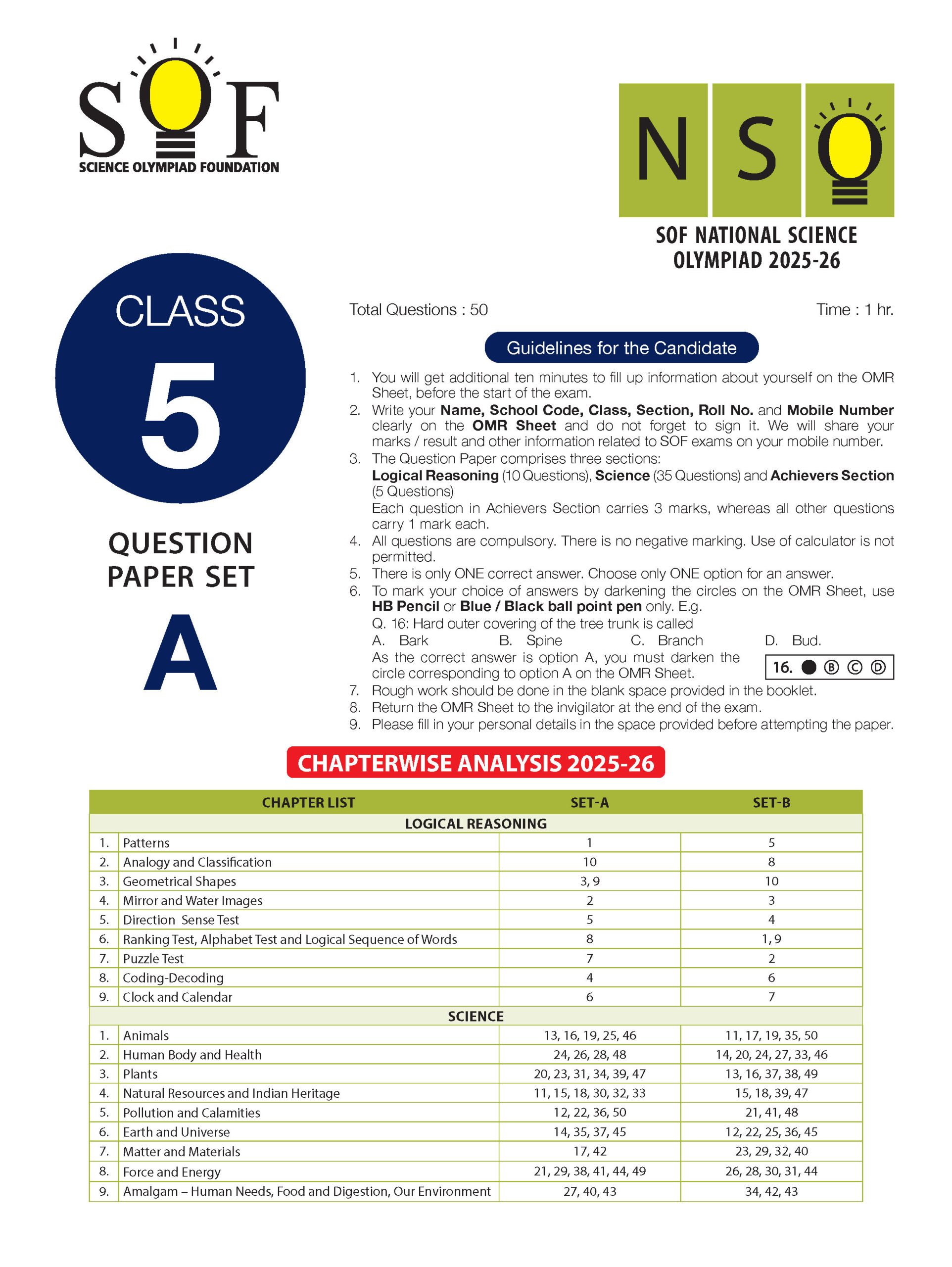 ISO Class-5 Olympiad 10 Previous Years Papers (2025-2021 Set A and B) Science with Sample OMR Sheet For 2026-27 Exam