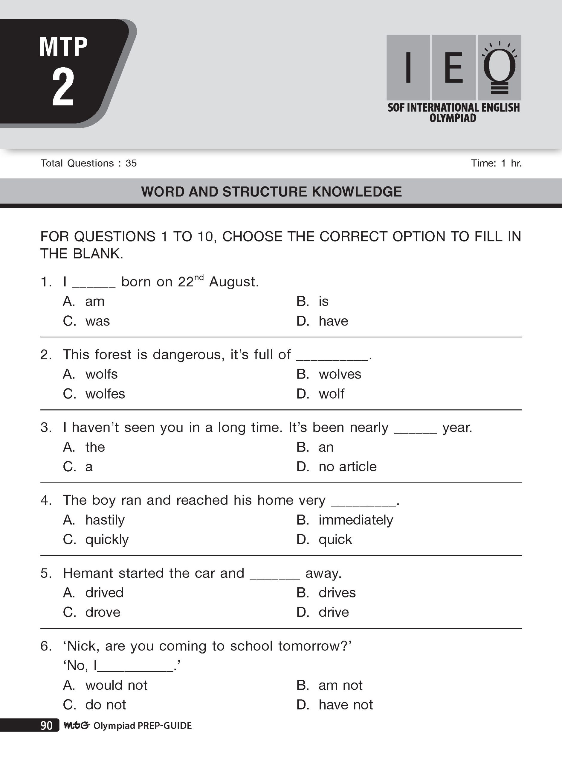 Class 3 Olympiad Prep-Guide (OPG) English (IEO) - Detailed Theory, Self Test For SOF 2026-27 Exam