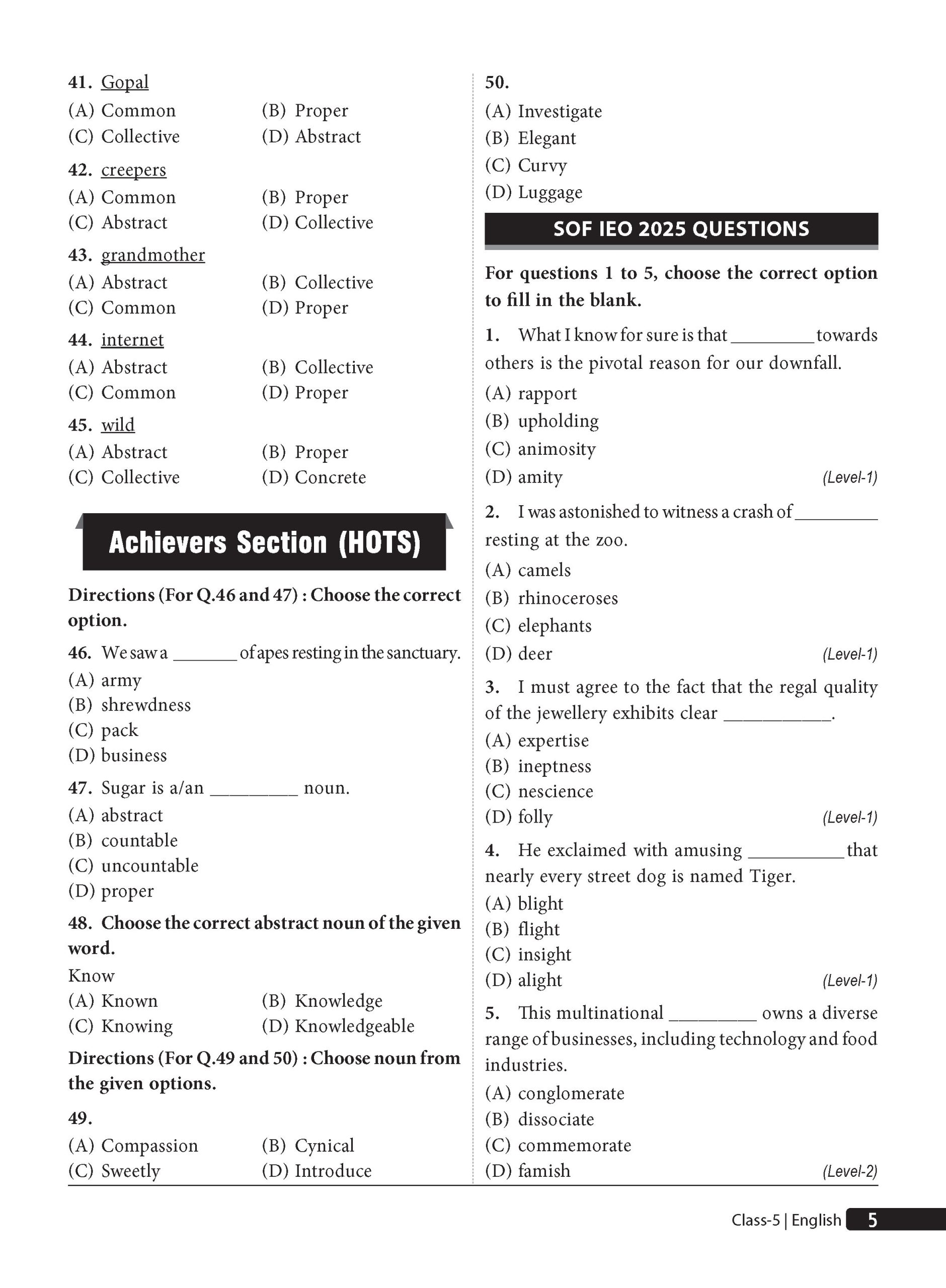 Class 5 Olympiad Prep-Guide (OPG) English (IEO) - Detailed Theory, Self Test For SOF 2026-27 Exam