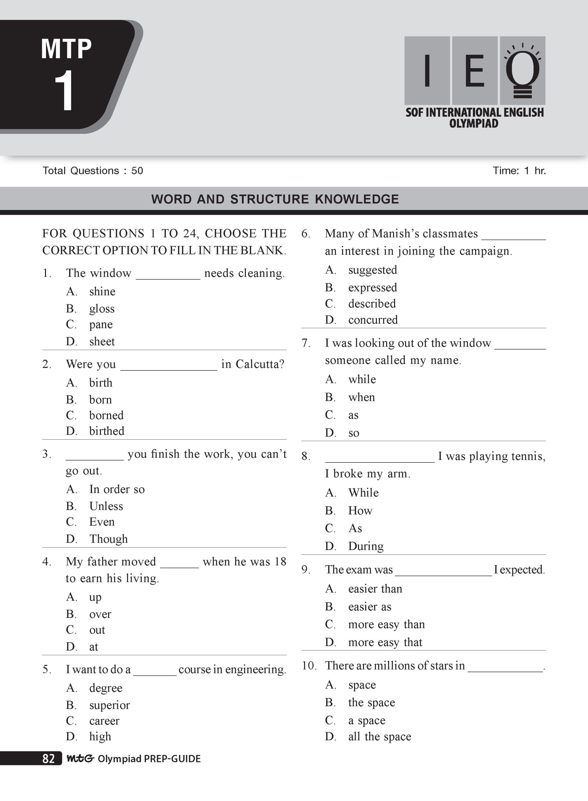 Class 5 Olympiad Prep-Guide (OPG) English (IEO) - Detailed Theory, Self Test For SOF 2026-27 Exam