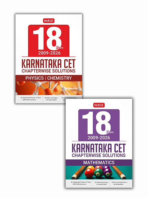 18 years Karnataka CET Chapterwise Solutions Physics, Chemistry and Mathematics Combo