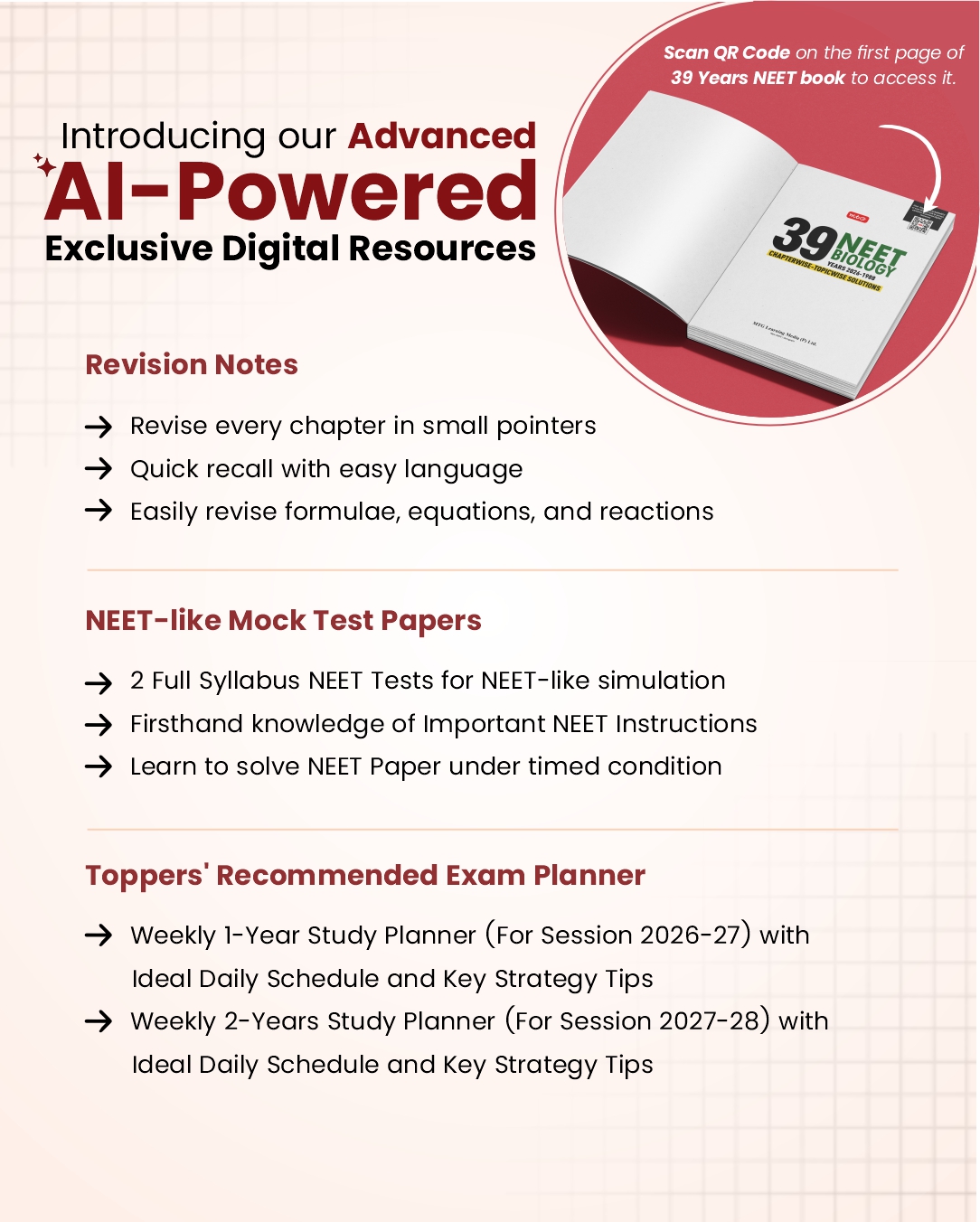 39 Years NEET Physics, Chemistry, Biology Book For 2026-2027 Exam (Set of 3) | Chapterwise Topicwise Solved Question Papers | Free Video Solutions | AI Powered Digital Resource #NEETToppersFirstChoice