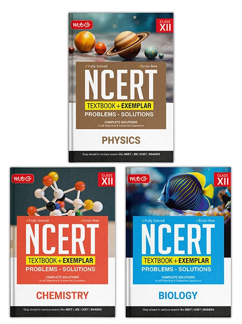 NCERT Textbook + Exemplar Problems Solutions Physics, Chemistry and Biology Combo - Class 12
