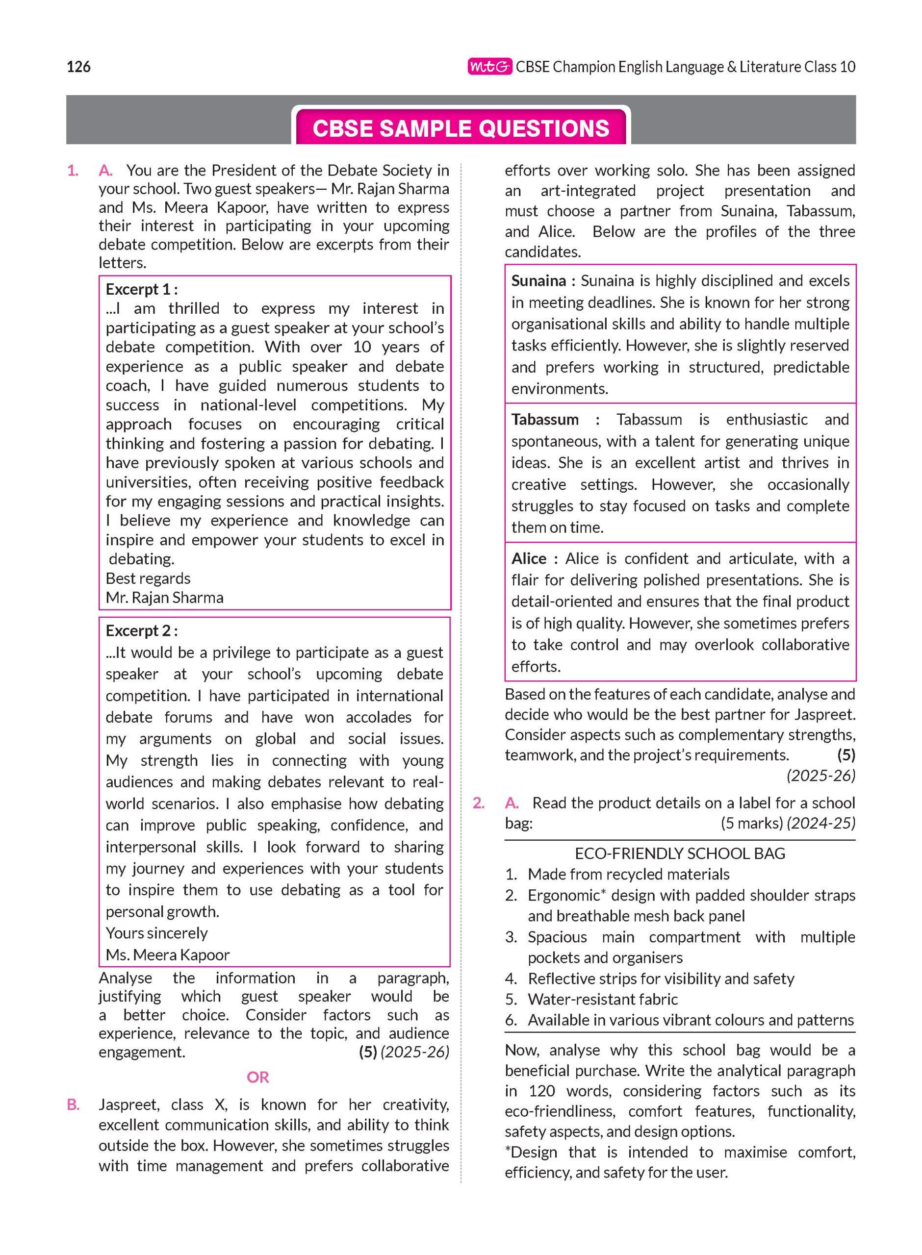 CBSE 10 Years (2026-2017) Chapterwise Topicwise Solved Papers Class 10 English Language and Literature Book - CBSE Champion For 2027 Exam | Video Solution of PYQs