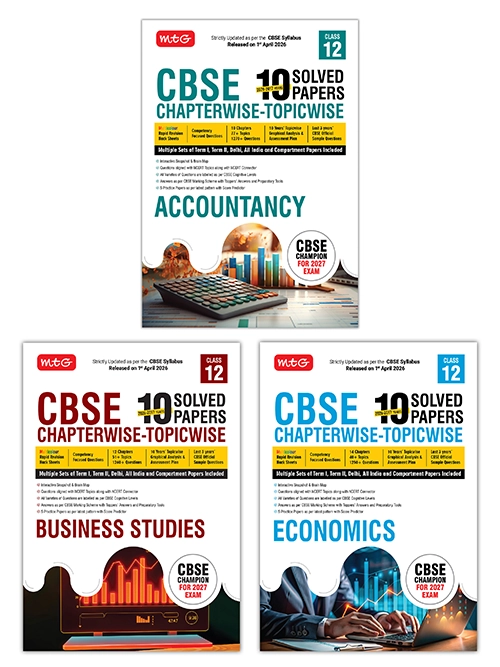 CBSE 10 Years (2026-2017) Chapterwise Topicwise Solved Papers Class 12 Accountancy, Business Studies, Economics (Set of 3) - CBSE Champion For 2027 Exam